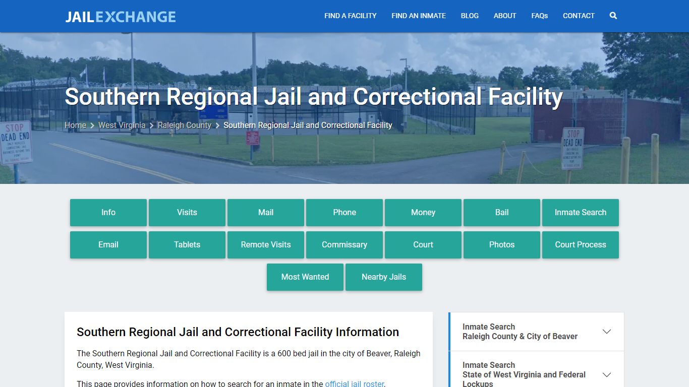 Southern Regional Jail and Correctional Facility, WV Inmate Search ...